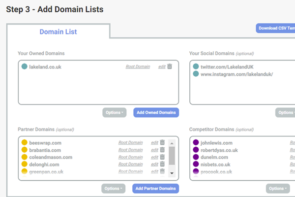 Domain list setup in wizard