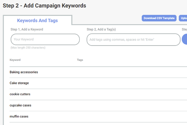 Add campaign keywords